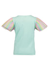Blue Seven Mini Girl Tulle Sleeve Unicorn Tee, Green