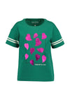 Blue Seven Mini Girl Foil Heart Short Sleeve Tee, Green