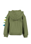 Blue Seven Mini Boy Dino Hooded Zip Jacket, Green