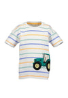 Blue Seven Mini Boy Tractor & Stipe Short Sleeve Tee, White