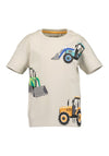 Blue Seven Mini Boy Tractor Short Sleeve Tee, Beige