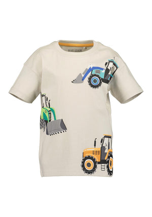 Blue Seven Mini Boy Tractor Short Sleeve Tee, Beige
