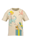 Blue Seven Mini Boy Dino Party Short Sleeve Tee, Beige