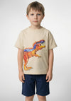 Blue Seven Mini Boy Dino Short Sleeve Tee, Beige