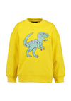 Blue Seven Mini Boy Dino Long Sleeve Sweater, Yellow