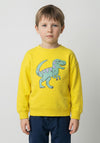 Blue Seven Mini Boy Dino Long Sleeve Sweater, Yellow