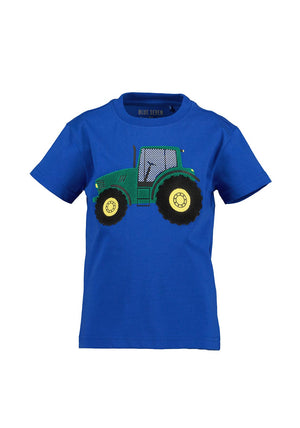 Blue Seven Mini Boy Tractor Short Sleeve Tee, Blue