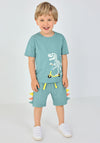 Blue Seven Mini Boy Dino Short Sleeve Tee, Green