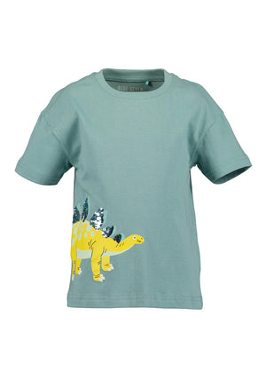Blue Seven Mini Boy Sequin Dino Short Sleeve Tee, Green