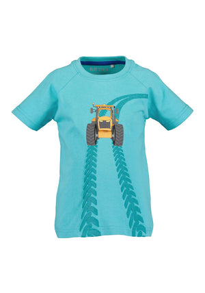 Blue Seven Mini Boy Tractor Track Short Sleeve Tee, Blue