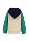 Blue Seven Mini Boy Dino Print Long Sleeve Hoodie, Cream