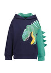 Blue Seven Mini Boy Dinosaur Long Sleeve Hoodie, Navy