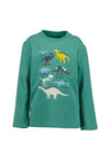 Blue Seven Mini Boy Dinosaur Long Sleeve Top, Green