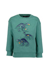 Blue Seven Mini Boy Dino Print Long Sleeve Sweater, Green