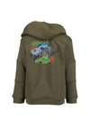 Blue Seven Mini Boy Monster Truck Hoodie, Green