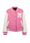 Blue Seven Mini Girl Long Sleeve Baseball Jacket, Pink