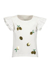 Blue Seven Mini Girl Sequins Lemon Short Sleeve Tee, White