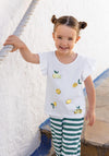 Blue Seven Mini Girl Sequins Lemon Short Sleeve Tee, White