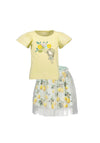 Blue Seven Mini Girl Lemon Tee and Skirt Set, Yellow