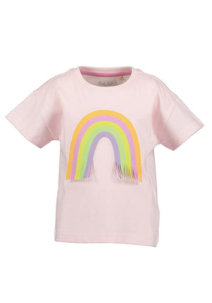 Blue Seven Mini Girl Fringe Rainbow Short Sleeve Tee, Pink