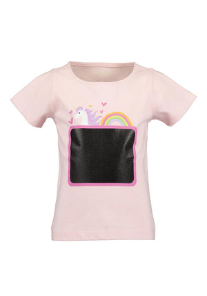 Blue Seven Mini Girl Chalkboard Unicorn Short Sleeve Tee, Pink