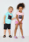 Blue Seven Mini Girl Chalkboard Unicorn Short Sleeve Tee, Pink