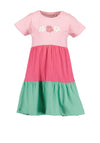 Blue Seven Mini Girl Colour Block Short Sleeve Dress, Pink Multi