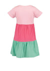 Blue Seven Mini Girl Colour Block Short Sleeve Dress, Pink Multi