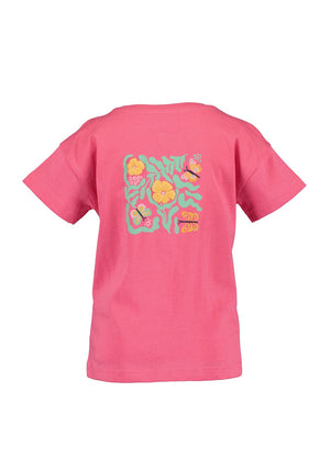 Blue Seven Mini Girl Floral Detail Short Sleeve Tee, Pink