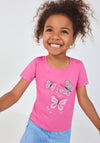Blue Seven Mini Girl Butterflies Short Sleeve Tee, Pink