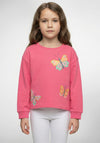 Blue Seven Mini Girl Butterflies Long Sleeve Sweater, Pink