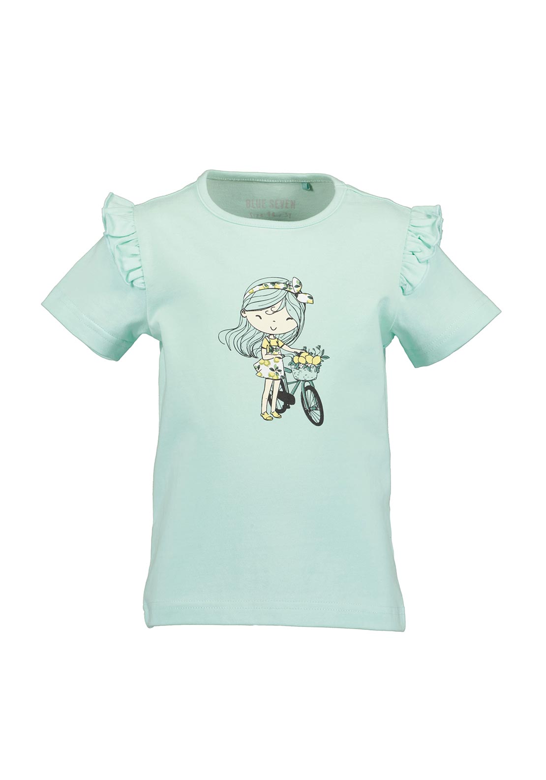 Blue Seven Mini Girl Lemon Bike Frill Sleeve Tee, Green