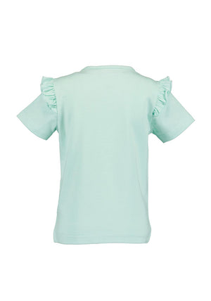 Blue Seven Mini Girl Lemon Bike Frill Sleeve Tee, Green