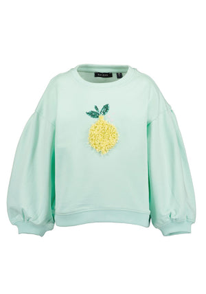 Blue Seven Mini Girl Lemon Sequin Long Sleeve Sweater, Green