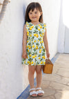 Blue Seven Mini Girl Lemon Print Dress, Green