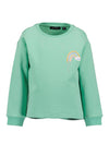 Blue Seven Mini Girl Butterflies Long Sleeve Sweater, Green