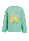 Blue Seven Mini Girl Butterflies Long Sleeve Sweater, Green