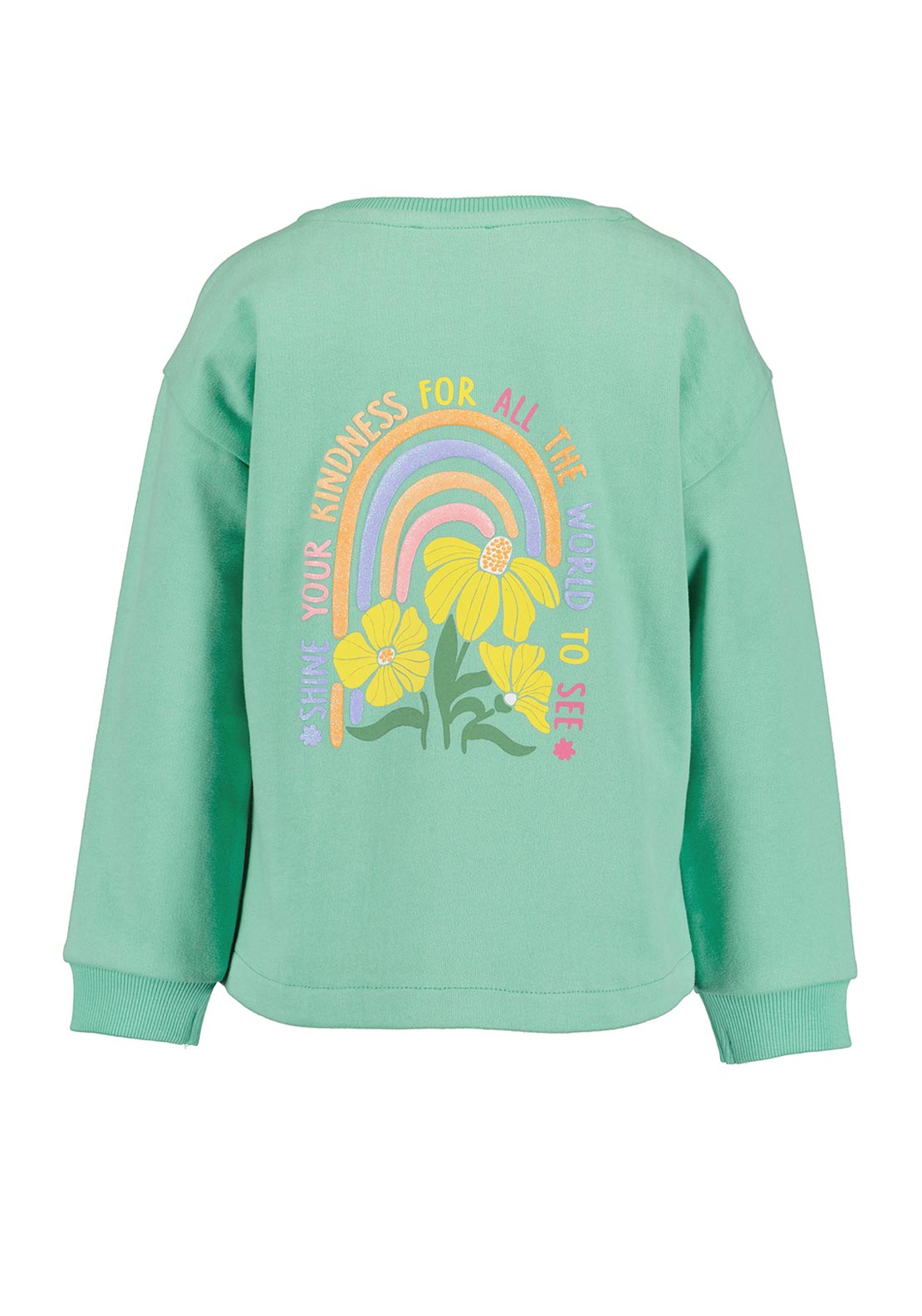 Blue Seven Mini Girl Butterflies Long Sleeve Sweater, Green