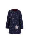 Blue Seven Mini Girl Long Sleeve Star Dress, Navy