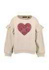 Blue Seven Mini Girl Heart Long Sleeve Sweater, Cream