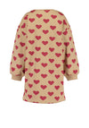 Blue Seven Mini Girl Heart Long Sleeve Sweater Dress, Beige