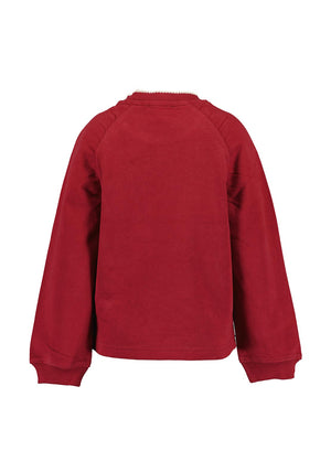 Blue Seven Mini Girl Teddy Long Sleeve Sweater, Red