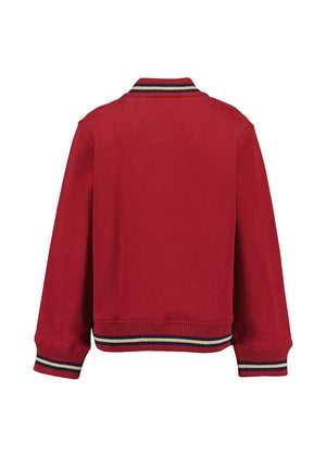 Blue Seven Mini Girl Long Sleeve Baseball Jacket, Red