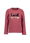 Blue Seven Mini Girl Sequin Love Long Sleeve Top, Wine