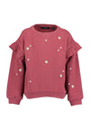 Blue Seven Mini Girl Floral Long Sleeve Sweater, Wine