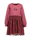 Blue Seven Mini Girl Floral Long Sleeve Tulle Dress, Wine