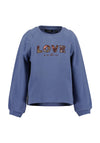 Blue Seven Mini Girl Love Long Sleeve Sweater, Blue