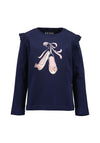 Blue Seven Mini Girl Ballet Pump Long Sleeve Top, Navy