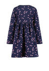 Blue Seven Mini Girl Bow Print Long Sleeve Dress, Navy