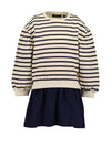Blue Seven Mini Girl Stripe Long Sleeve Jumper Dress, Navy